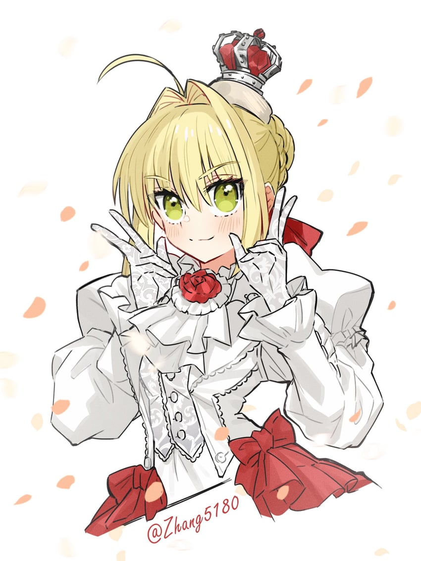 Fate系列、尼禄·克劳狄乌斯 (Fate)、nero claudius (flower parade) (fate) 1名女孩 呆毛 脸红 蝴蝶结 辫子