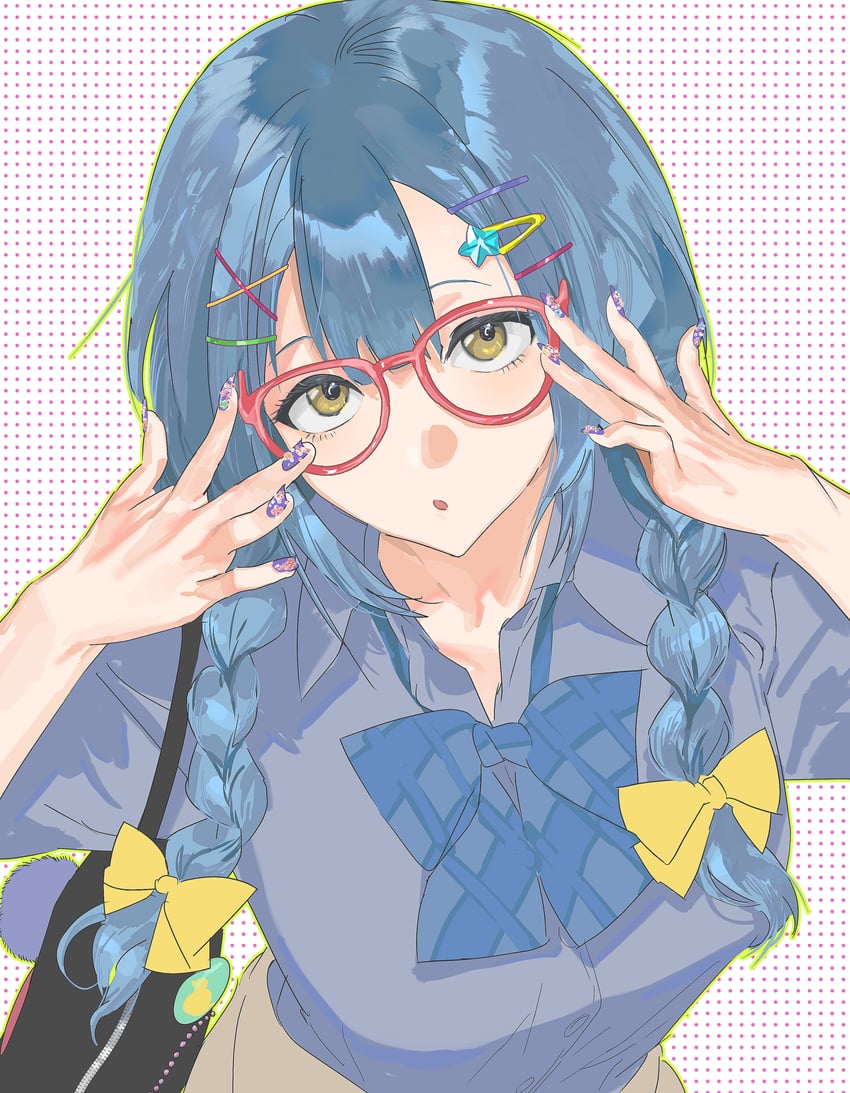 BanG Dream!、Bang Dream! It's MyGO!!!!!、丰川祥子 1名女孩 不同发型 包 蓝色蝴蝶结 蓝色领结