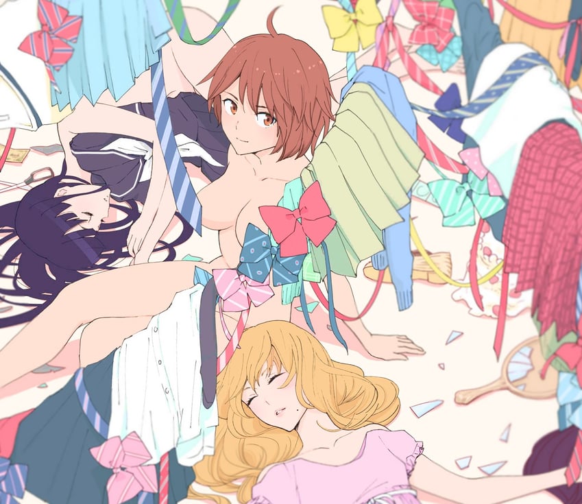 himegoto - juukyuusai no seifuku、aiba kaito、ichihara yuki 1名男孩 2名女孩 呆毛 臂带 黑发