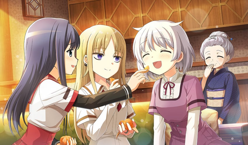 魔法纪录 魔法少女小圆外传、魔法少女小圆、魔法少女小圆 Magia Exedra 4个女孩 微笑 眼袋 黑色袖子 金发