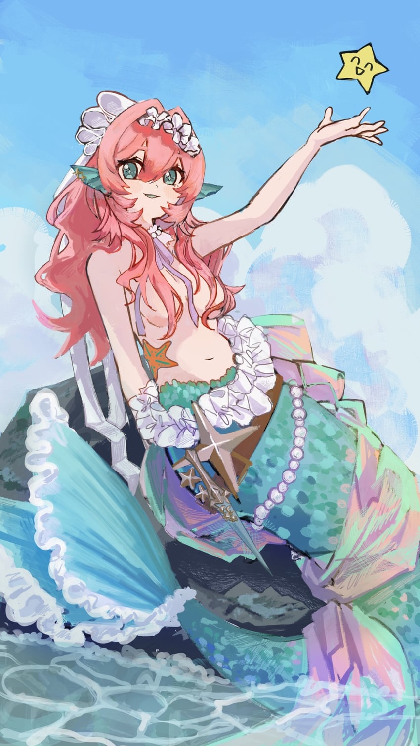 原创 +_+ 1名女孩 举手 蓝天 脸红