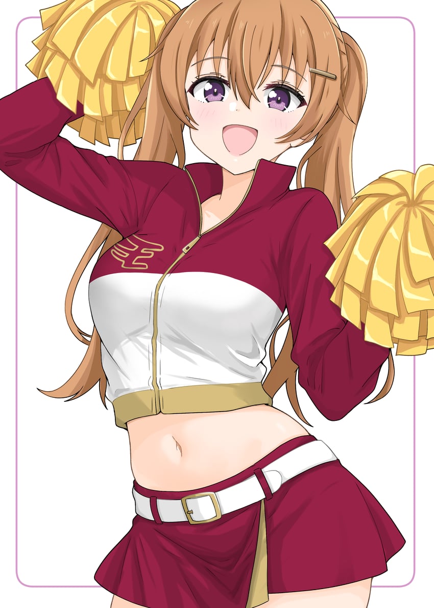 Love Live!、Love Live! 虹咲学园学园偶像同好会、近江彼方 1名女孩 举起双手 腰带 边框 乳房