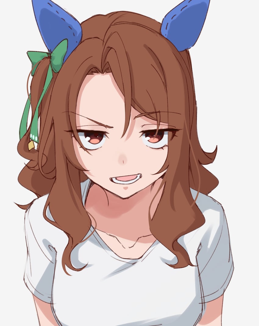赛马娘、帝王光辉 (赛马娘) 1名女孩 兽耳 蝴蝶结 棕发 锁骨