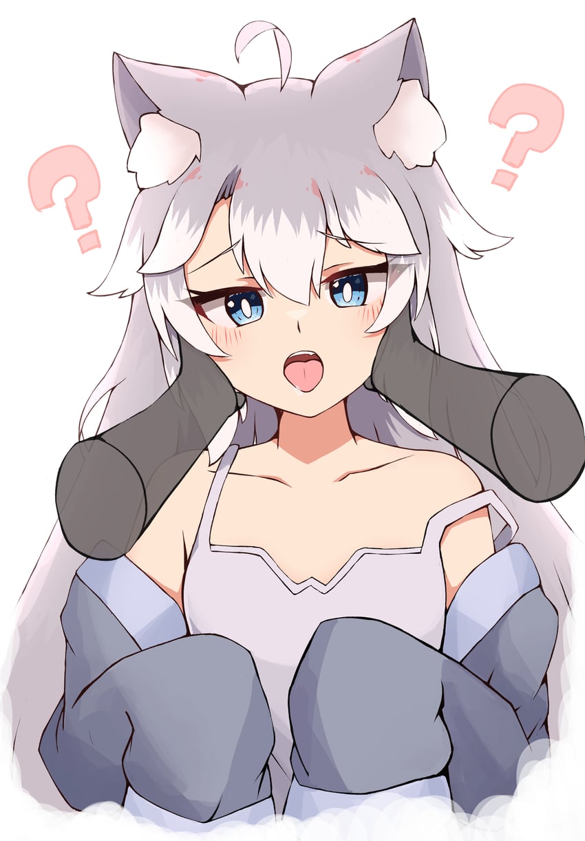 原创 1名女孩 1个其他角色 问号 呆毛 兽耳毛