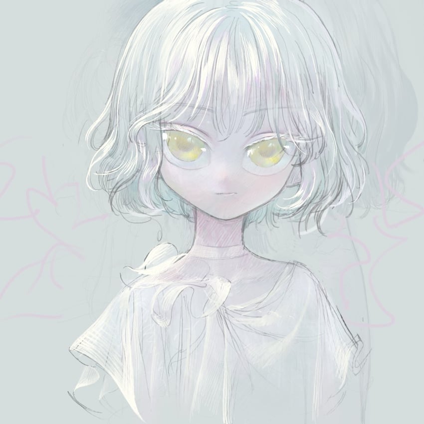 原创 1名女孩 撇嘴 项圈 看向观众 衬衫