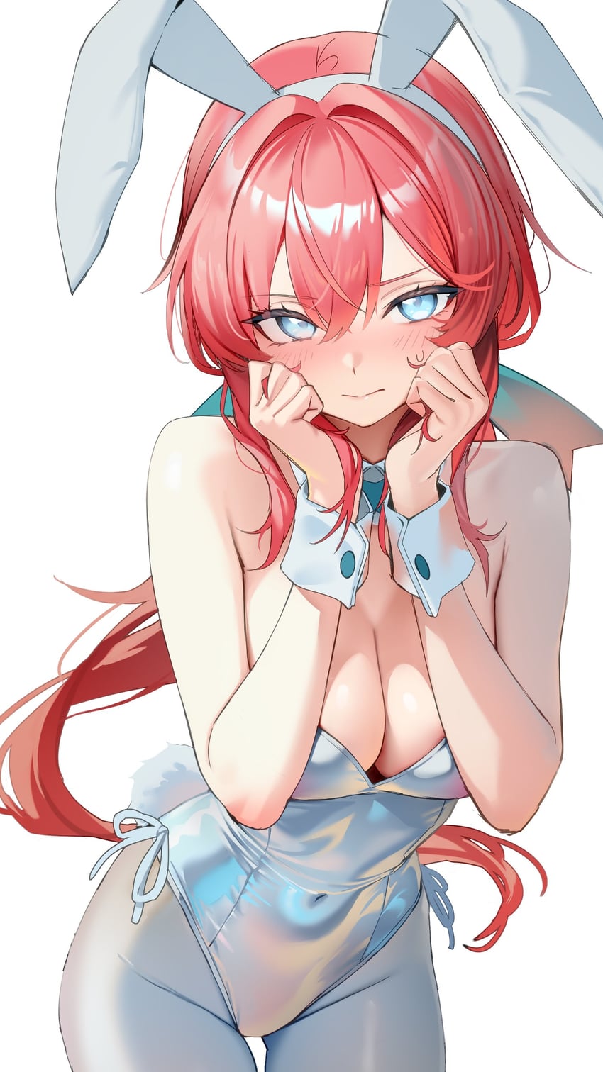 原创 1名女孩 兽耳 蓝眼 脸红 乳房