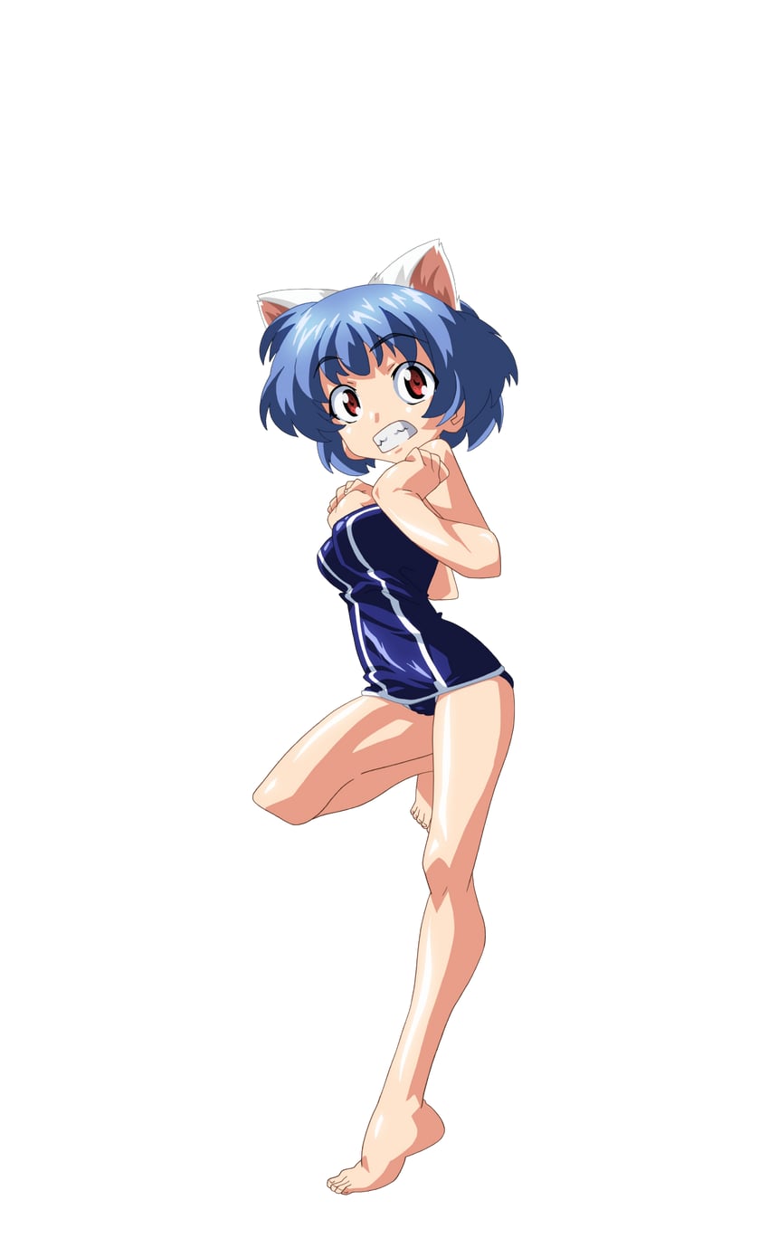 魔法玉、芽衣 (魔法少女☆太郎) 1名女孩 兽耳 赛璐珞上色 赤脚 蓝发
