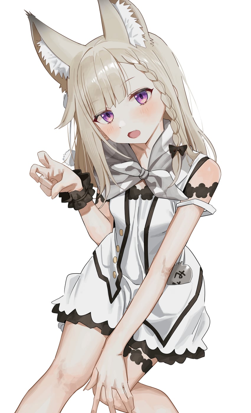 774inc.、白宫美美、白宫美美 (第一套服装) 1名女孩 兽耳 黑色护腕 脸红 辫子