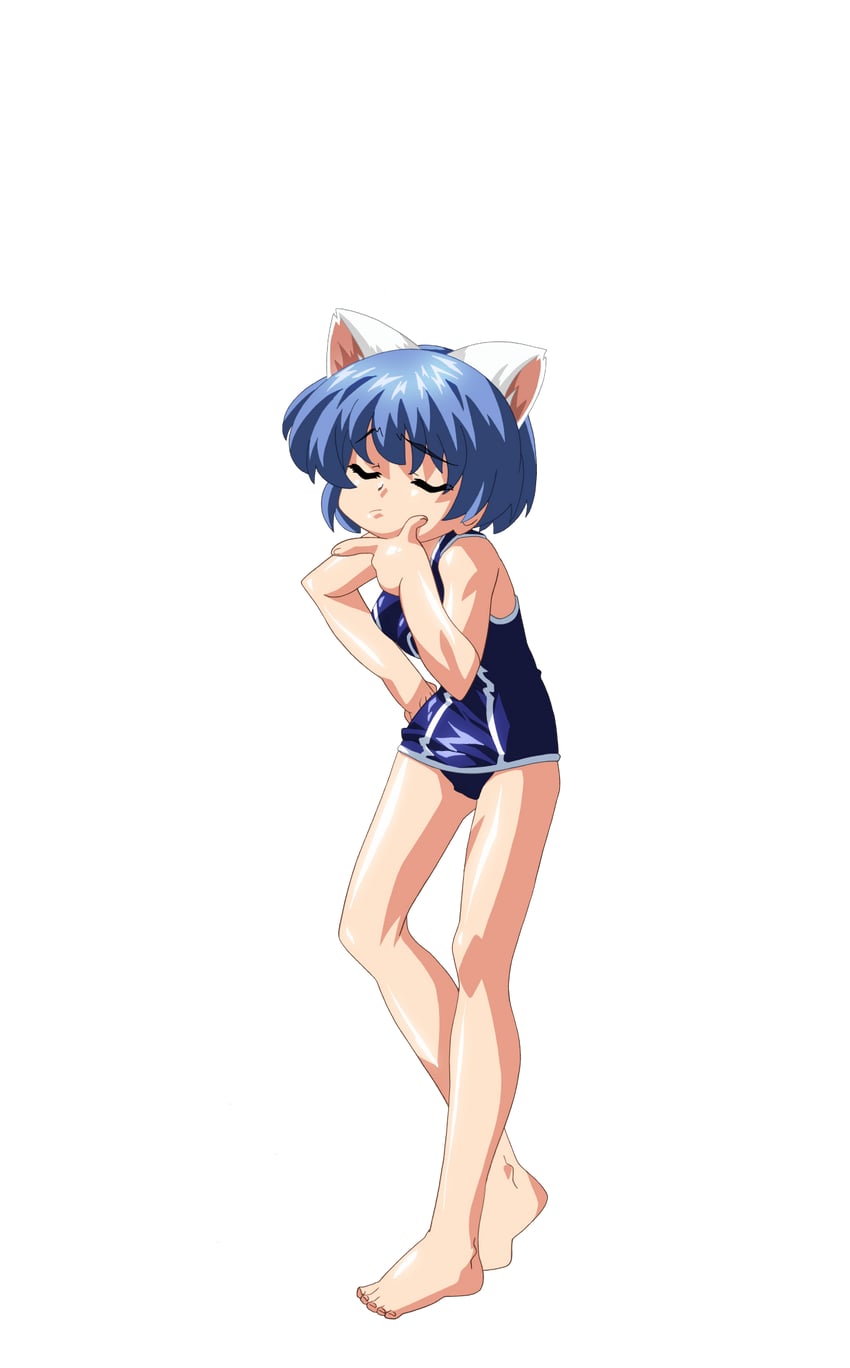 魔法玉、芽衣 (魔法少女☆太郎) 1名女孩 兽耳 赛璐珞上色 赤脚 蓝发