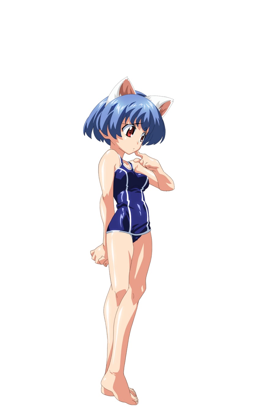 魔法玉、芽衣 (魔法少女☆太郎) 1名女孩 兽耳 赛璐珞上色 赤脚 蓝发