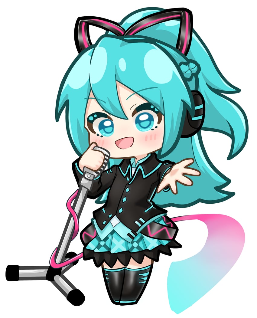VOCALOID、初音未来、初音未来 (if) 1名女孩 水色瞳 水色发 水蓝色裙子 水蓝色饰边