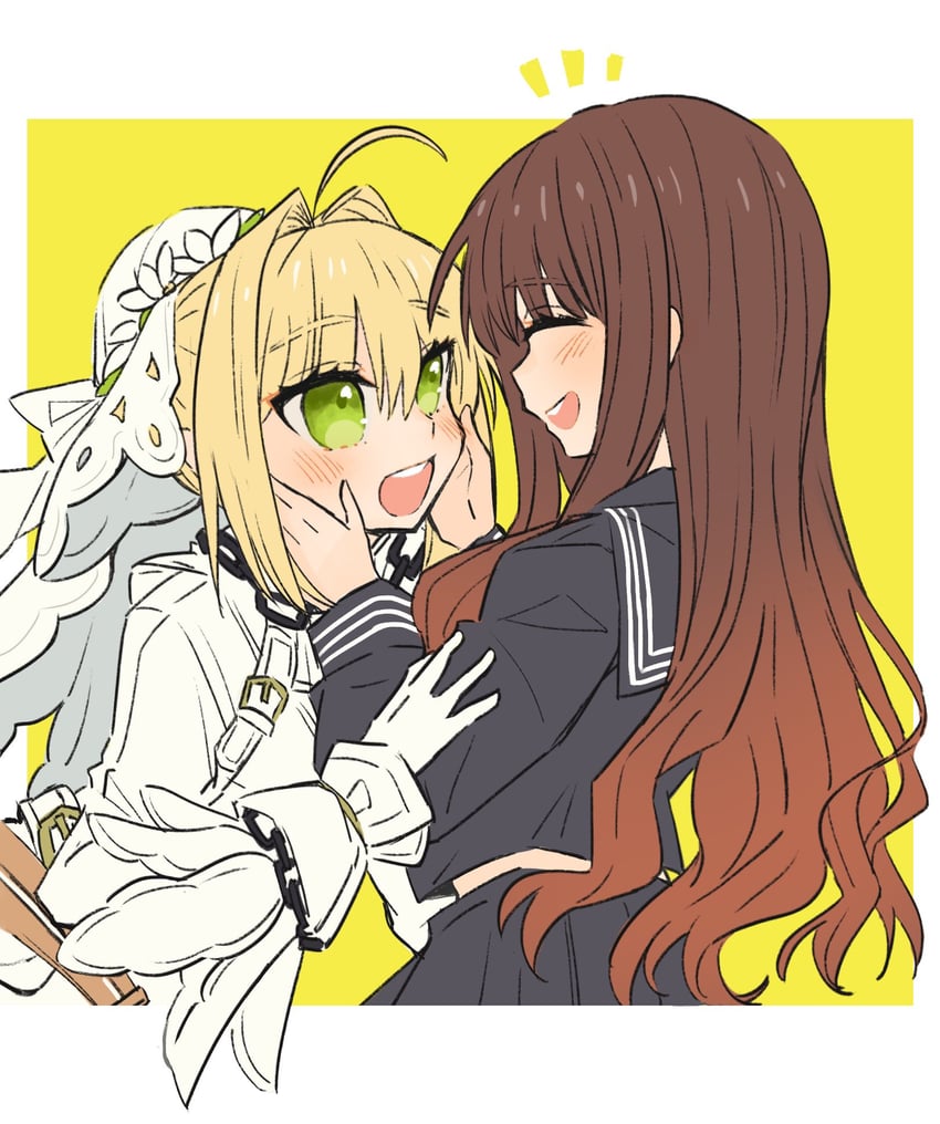 Fate/Extra、Fate/Extra CCC、Fate系列 2名女孩 :D 呆毛 脸红 婚纱面纱