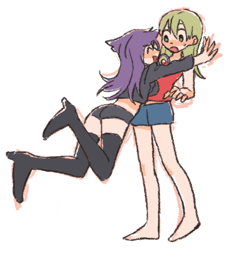 噬魂师、贝拉 (噬魂师)、玛嘉·亚尔邦 2名女孩 :D 兽耳 赤脚 黑色靴子