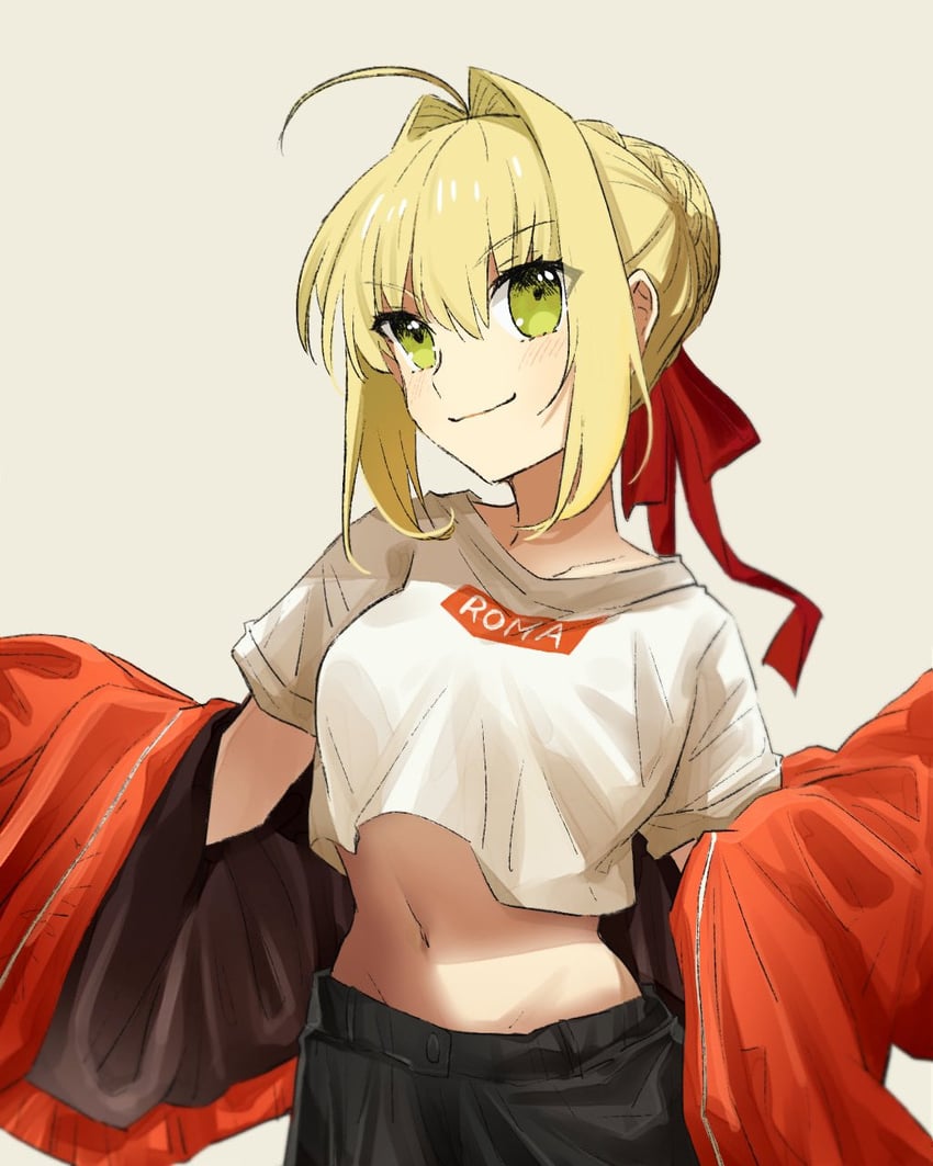 Fate系列、尼禄·克劳狄乌斯 (Fate) 1名女孩 辫子 编发基底 编发丸子头 露脐短衫