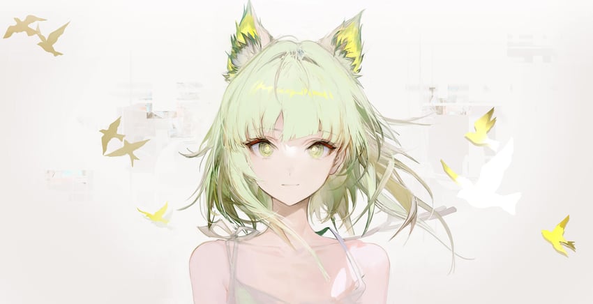 明日方舟、凯尔希 (明日方舟) 1名女孩 兽耳毛 兽耳 鸟 猫耳