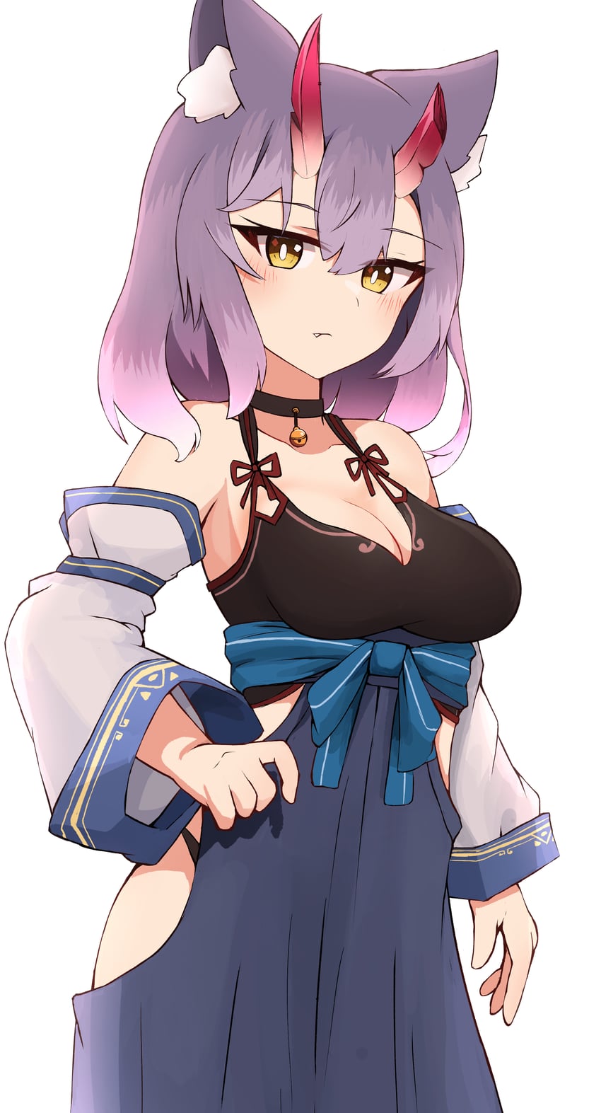 原创 1名女孩 兽耳毛 兽耳 露肩 铃铛