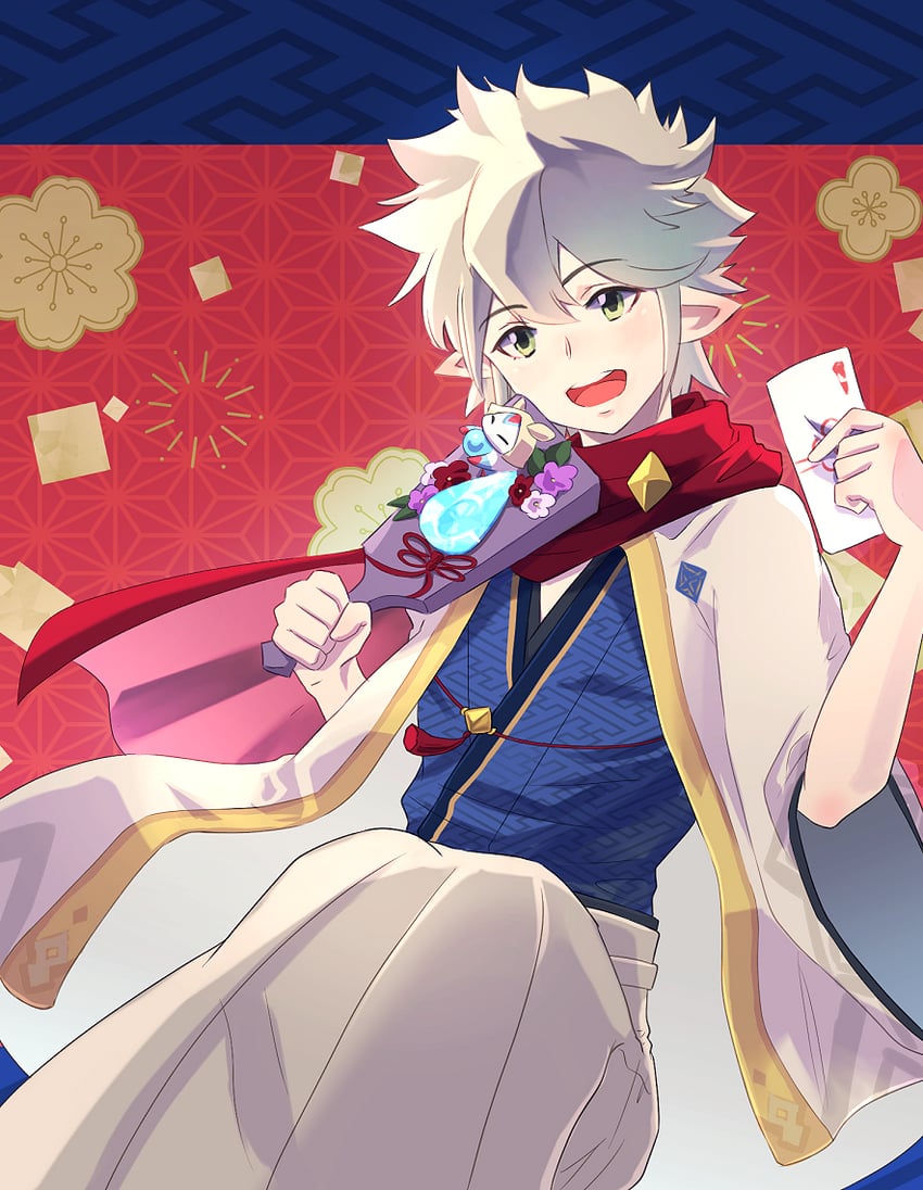 火焰纹章、火焰之纹章：if、火焰之纹章：英雄 1名男孩 :D 蓝色和服 金边 灰发