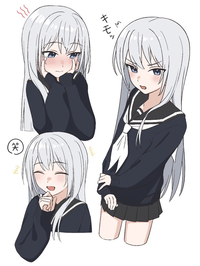 原创 1名女孩 :D 黑色领巾 黑色水手领 黑色裙子