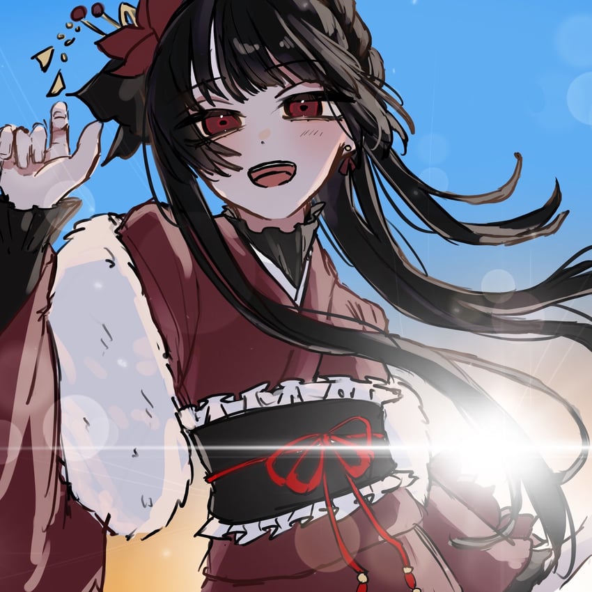 魔法少女的小镇审判、二阶堂博 1名女孩 :D 替换服装 黑发 蓝天