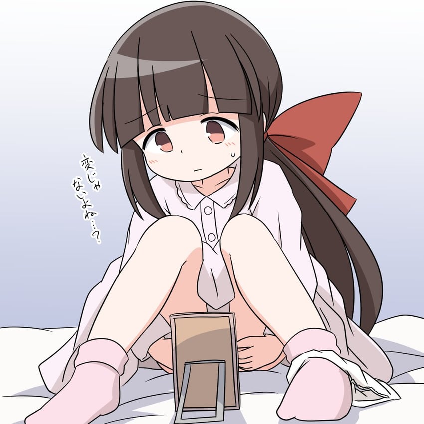 原创、真白萤 (赤渔群) 1名女孩 蝴蝶结 棕眼睛 棕发 便利的打码