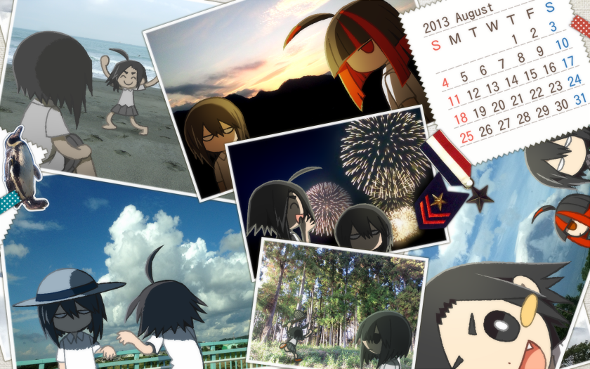 海底囚人、kurokawa nataka、yahata tomoe (funamusea) 2013年 3人女子 呆毛 海滩 黑瞳
