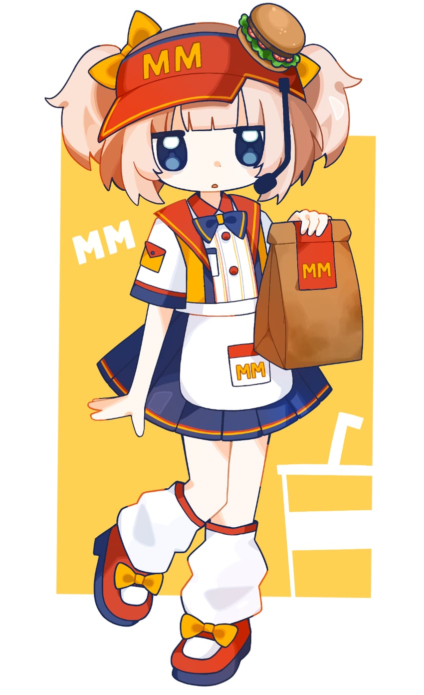 麦当劳、Phase Connect、MariMari (Vtuber) 1名女孩 惊讶 替换服装 围裙 包