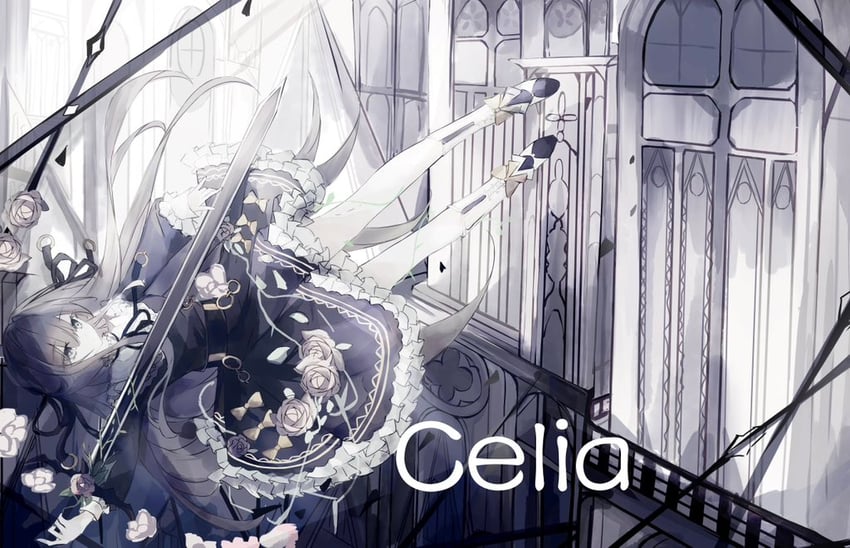 韵律源点 Arcaea、对立 (Arcaea)、对立（Axium）（音弧） 1名女孩 建筑 围兜领 黑色连衣裙 黑发