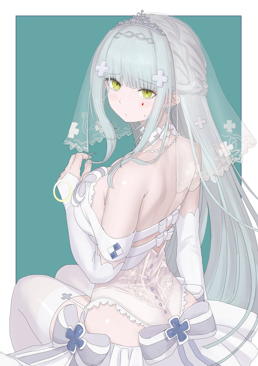 少女前线、少女前线2：追放、HK416 (少女前线) 1名女孩 水色背景 水色发 背影 齐刘海