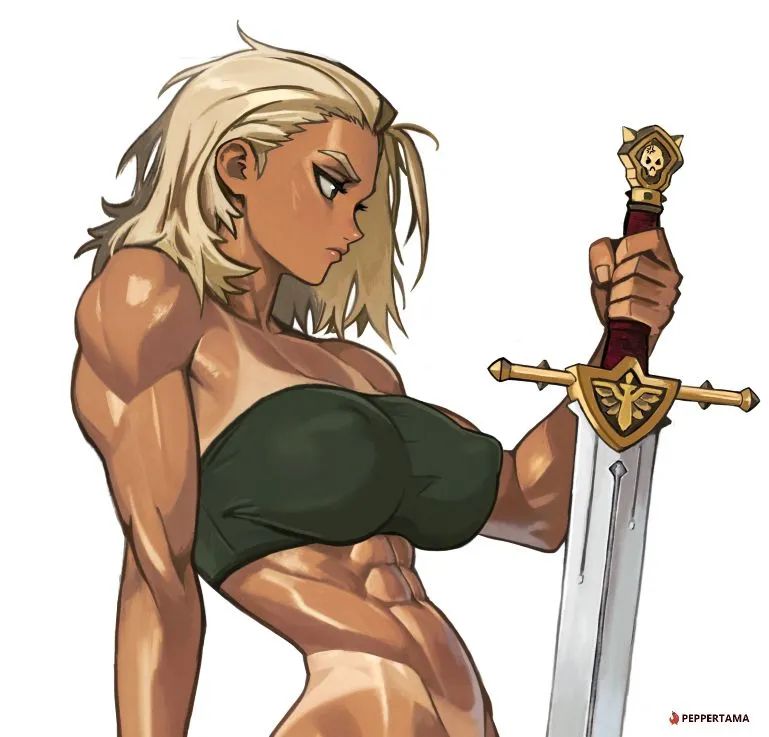战锤40K、莱恩·艾尔'庄森 1名女孩 腹肌 金发 乳房 遮盖乳头