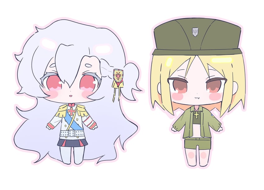 原创、阿尔法 (Alpha 1918)、玛丽奇卡 2名女孩 惊讶 黑色裙子 金发 蓝饰带