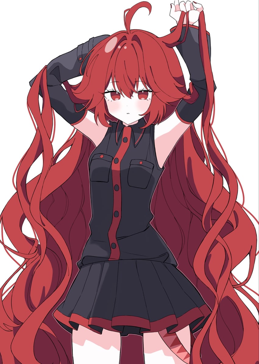 UTAU、重音Teto、重音テト (UTAU) 1名女孩 呆滞脸 呆毛 不同发型 腋下