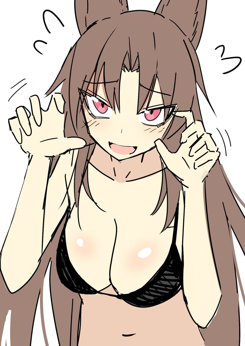 东方Project、今泉影狼 1名女孩 替换服装 兽耳 比基尼 黑色比基尼
