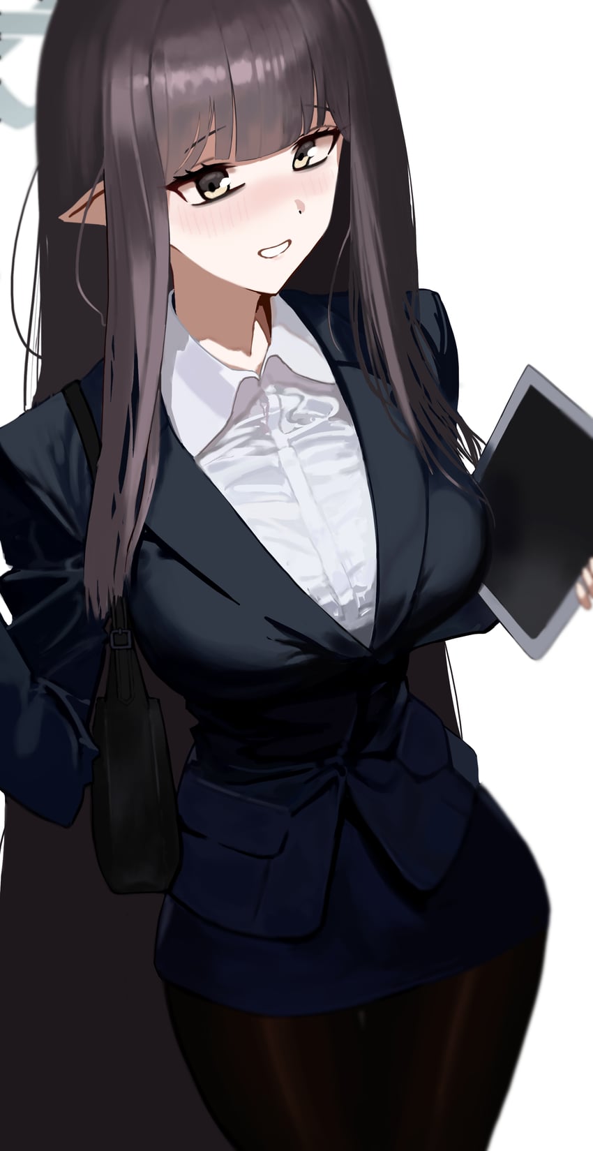 蔚蓝档案、美铃 (蔚蓝档案) 1名女孩 替换服装 黑色夹克 黑色连裤袜 黑色西装