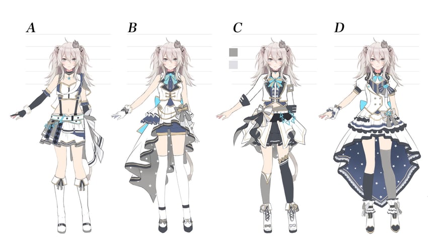 Hololive、狮白牡丹 1名女孩 兽耳 不对称腿部穿着 黑色过膝袜 靴子