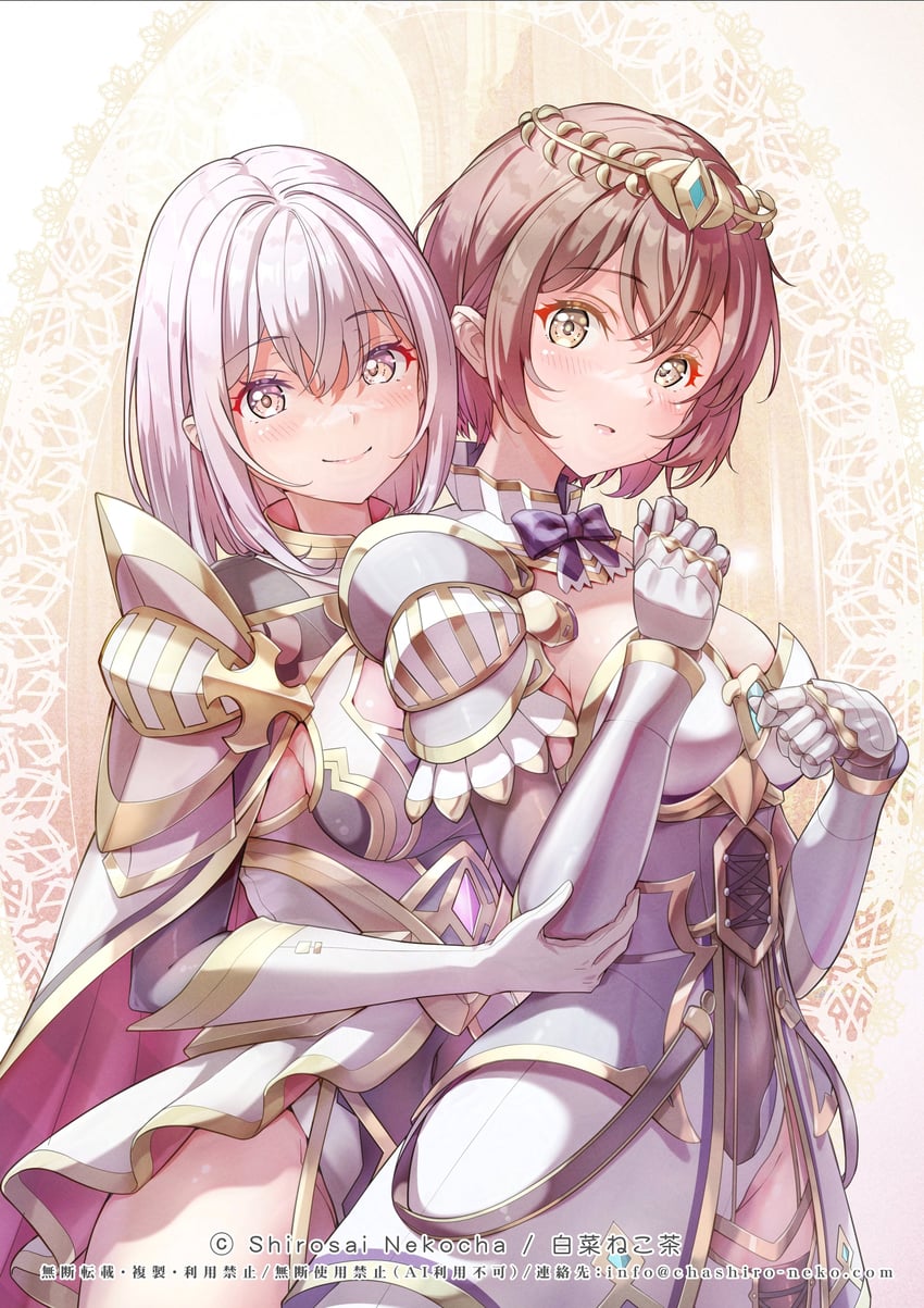 原创 2名女孩 铠甲 脸红 蝴蝶结 乳房