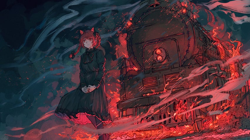 东方Project、火焰猫燐 1名女孩 兽耳毛 兽耳 蝴蝶结 蝶形领结