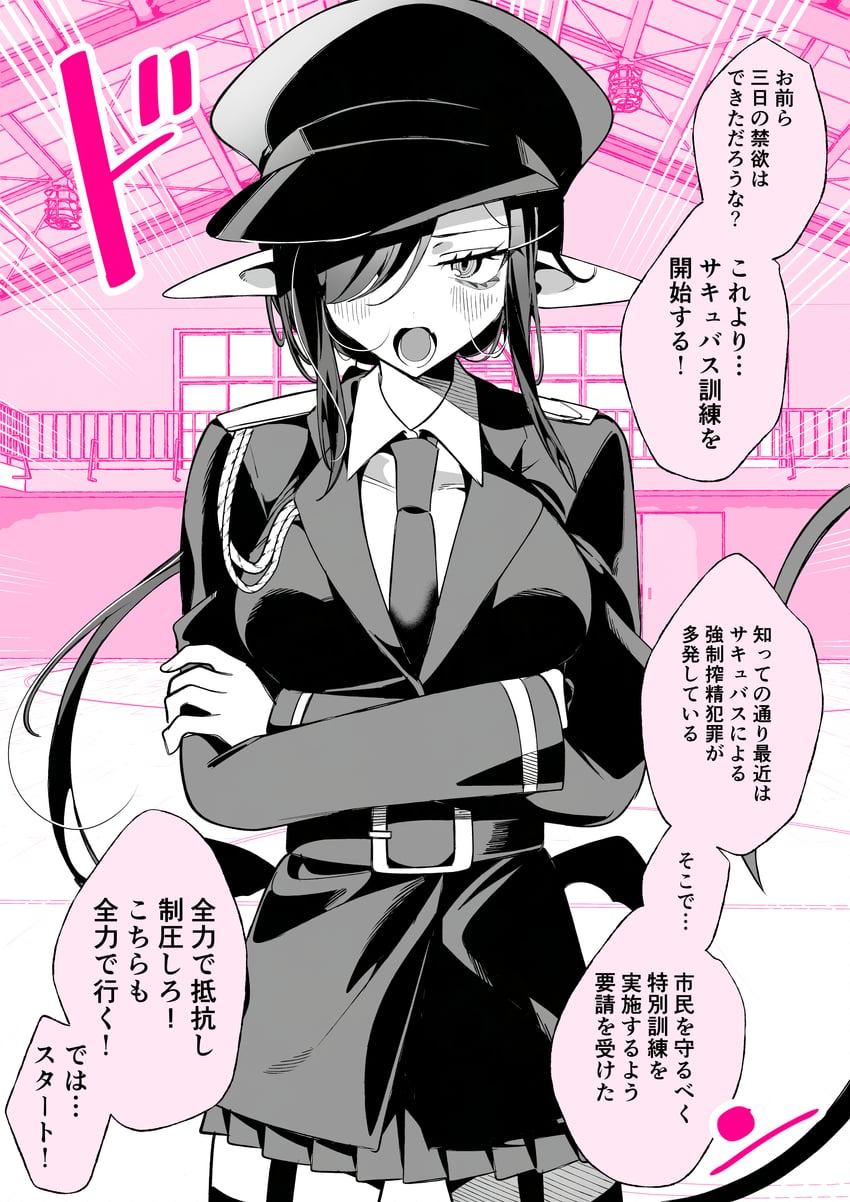 原创 1名女孩 脸红 有领衬衫 漫画 交叉双臂