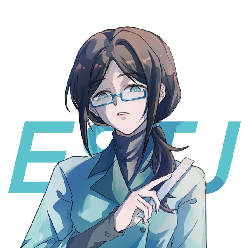 16型人格、总经理 (ESTJ) (16型人格) 1名女孩 黑发 黑衬衫 蓝框眼镜 蓝色大衣