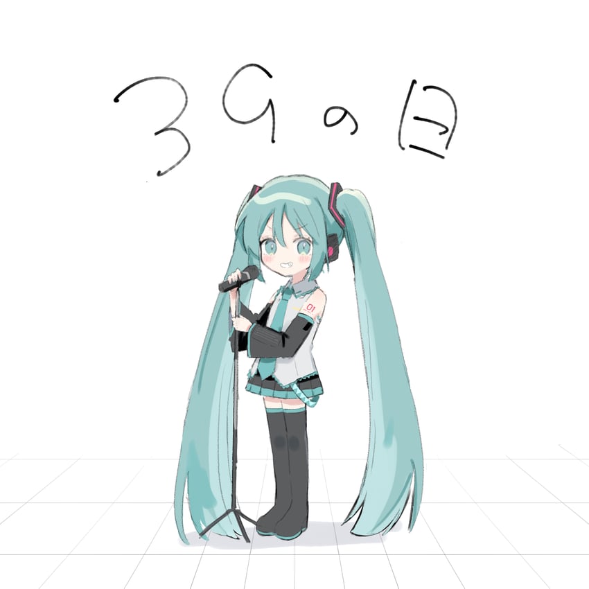 VOCALOID、初音未来 1名女孩 39 露肩 黑色靴子 黑色裙子