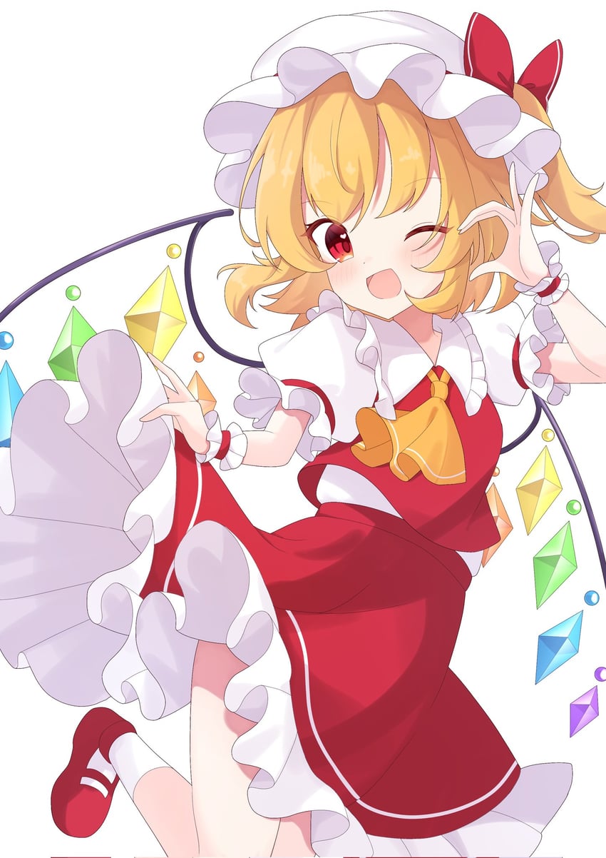 东方Project、芙兰朵露·斯卡蕾特 1名女孩 :D 微笑 阿斯科特领巾 金发