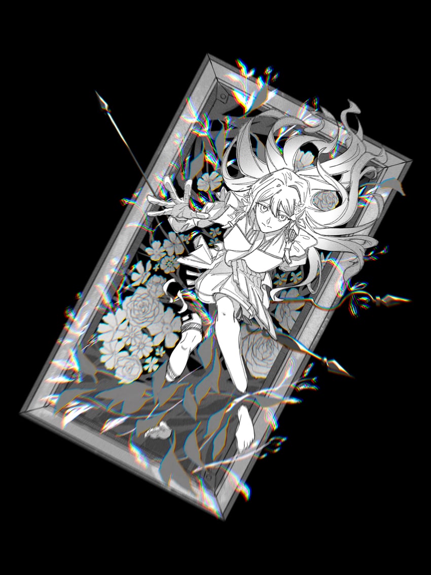 BanG Dream!、BanG Dream! Our Notes、汐见萤 1名女孩 裸腿 赤脚 黑色背景 色差