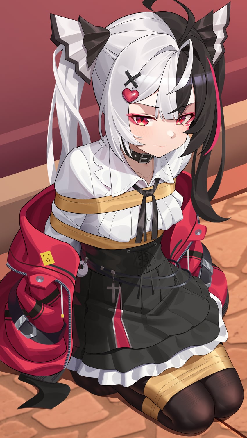 从虚无到永恒、拉克莉莫莎 (圣洁之歌) 1名女孩 呆毛 黑发 黑色连裤袜 黑色裙子
