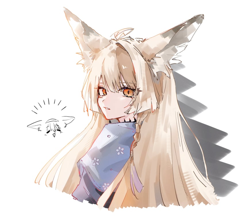 明日方舟、铃兰 (明日方舟)、铃兰 (档案名) 2名女孩 兽耳毛 兽耳 金发 辫子