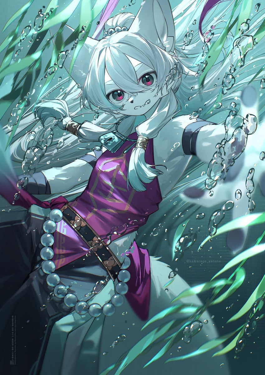 原创 1名女孩 兽耳 动物鼻子 气泡 猫耳