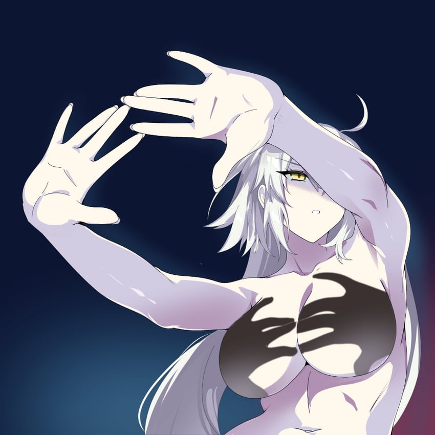 Fate/Grand Order、Fate系列、黑贞德 1名女孩 放射线条/杂草 呆毛 乳房 锁骨