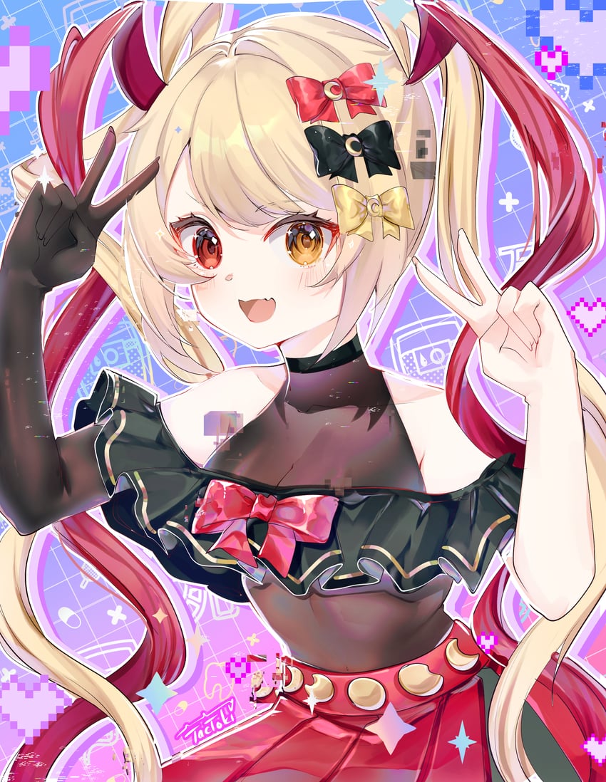 个人势虚拟主播、超绝最可爱天使酱、jinja (vtuber) 1名女孩 :D 露肩 黑色蝴蝶结 金发