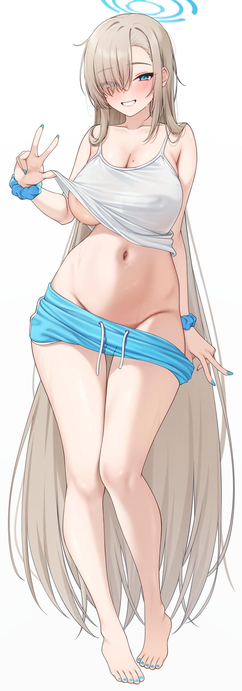 蔚蓝档案、一之濑明日奈 1名女孩 露乳晕 裸腿 金发 蓝眼