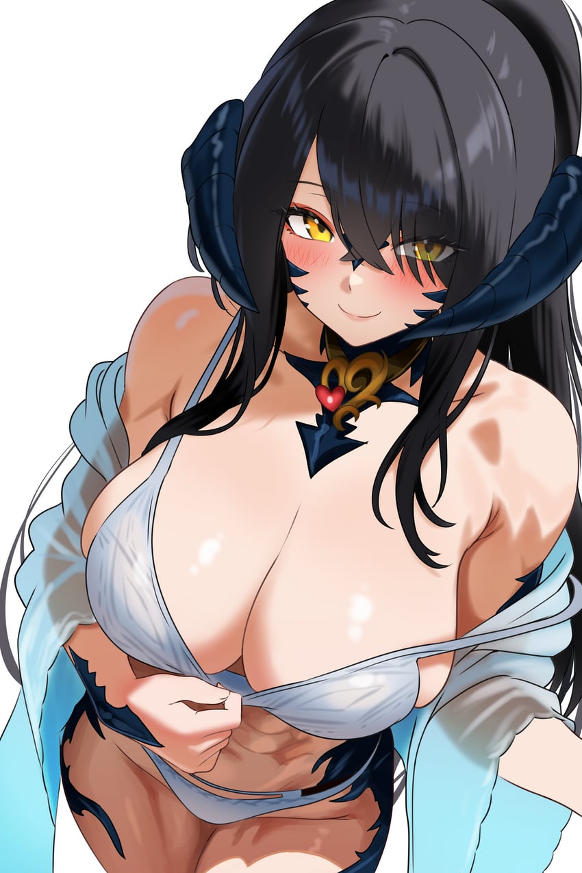 最终幻想、最终幻想14、Sapphira Nyx 1名女孩 腹肌 敖龙族 (FF14) 比基尼 黑发