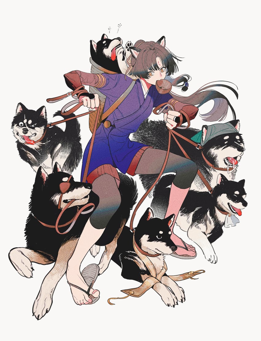 明日方舟、嵯峨 (明日方舟)、嵯峨 (此世之恶) (明日方舟) 1名女孩 兽耳 背篓 / 篮筐背包 篮子 黑发