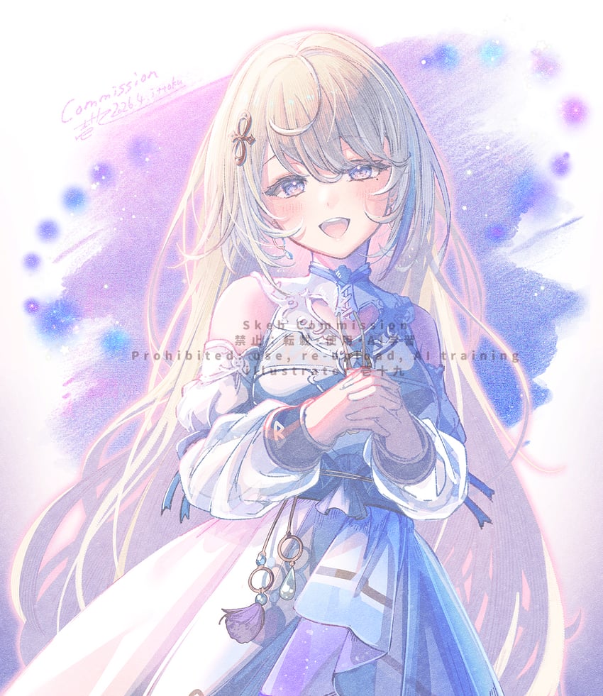 二次元插画 1名女孩 :D 脸红 棕发 有日期